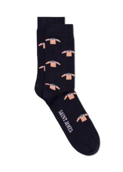 SAINT JAMES Chaussettes Mixtes à Motifs Marinières - En Coton Stretch (MARINE/ORANGE FLUO)