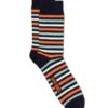 SAINT JAMES Chaussettes Rayées Multicolores - En Jersey De Coton (MARINE/ORANGE FLUO) -Chic Marin Soldes 1195 MARIN ORANG FLUO 2