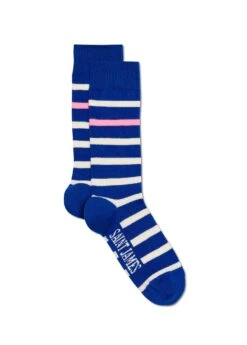 SAINT JAMES Chaussettes Marinière Naval - En Jersey De Coton (GITANE/ECUME/ROSE FLUO)