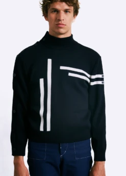 Pull Marin Oscar à Col Montant - SAINT JAMES X BALLORIN (NAVY/ECUME)