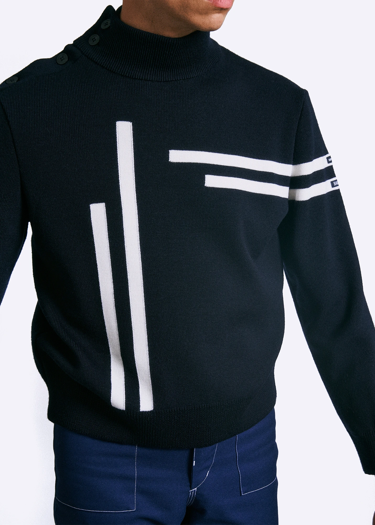 Pull Marin Oscar à Col Montant - SAINT JAMES X BALLORIN (NAVY/ECUME) 4 Pull Marin Oscar à Col Montant - SAINT JAMES X BALLORIN (NAVY/ECUME) - Image 2