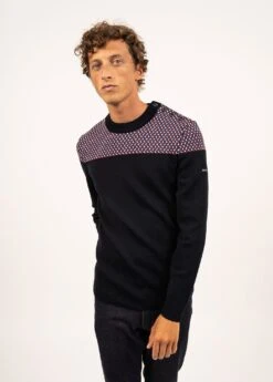 Pull Marin Jacquard - SAINT JAMES X Elysée (NAVY/MULTICO) -Chic Marin Soldes 1250 ME E shop BD 11