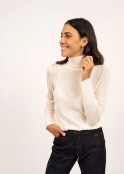 SAINT JAMES Sous-pull Col Roulé Modène - En Jersey De Laine (BLANC D'HIVER)