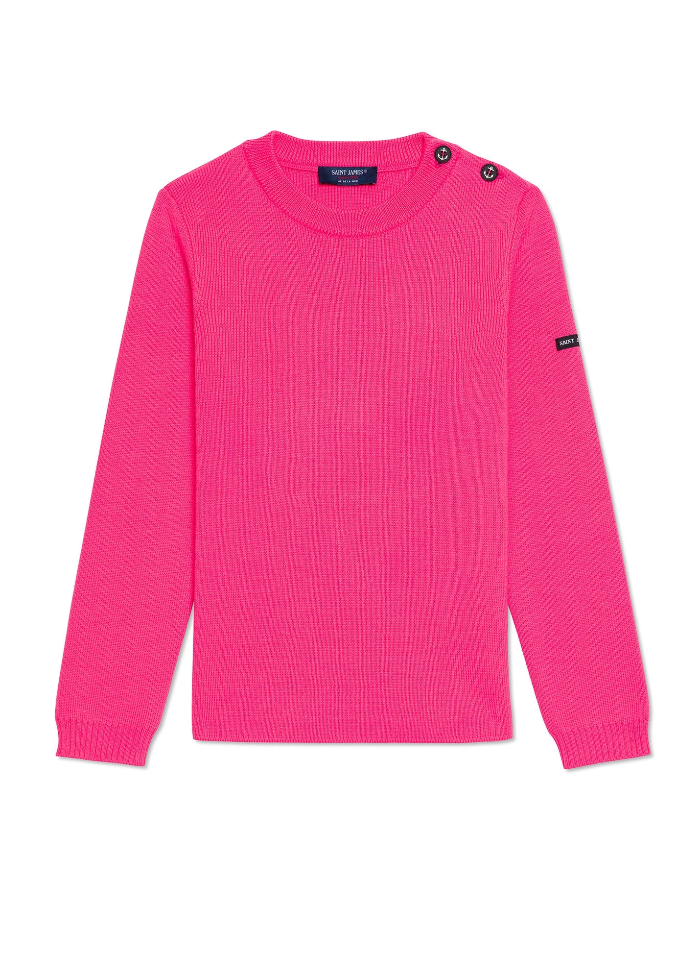 SAINT JAMES Pull Marin Uni Enfant Moussaillon - En Laine Mélangée (ROSE FLUO) 3 SAINT JAMES Pull Marin Uni Enfant Moussaillon - En Laine Mélangée (ROSE FLUO)