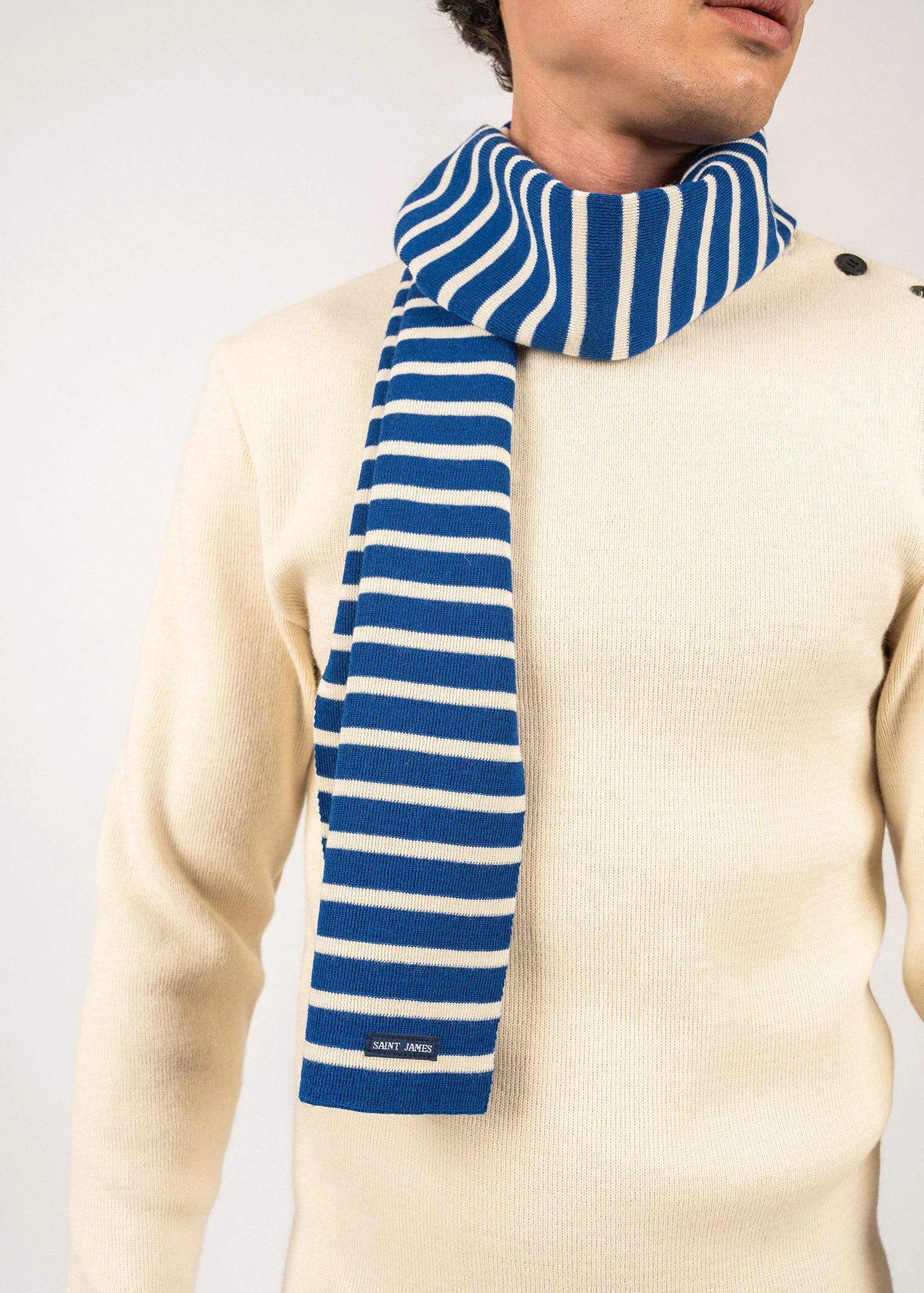 SAINT JAMES Echarpe Rayée Scarf - En Pure Laine Vierge (GITANE/ECRU) 4 SAINT JAMES Echarpe Rayée Scarf - En Pure Laine Vierge (GITANE/ECRU) - Image 2