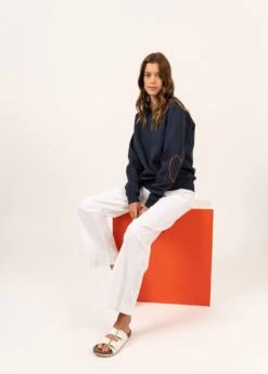 SAINT JAMES Sweat En Coton Lola - à Coudières Cœur (MARINE/SANGUINE)