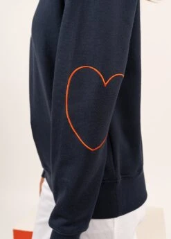 SAINT JAMES Sweat En Coton Lola - à Coudières Cœur (MARINE/SANGUINE) -Chic Marin Soldes 1531 0I E shop BD 3