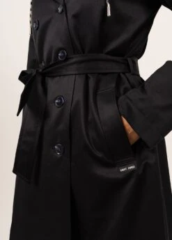 SAINT JAMES Trench à Capuche Ste Honorine - En Gabardine De Coton (NAVY) -Chic Marin Soldes 1544 CC E shop BD 11