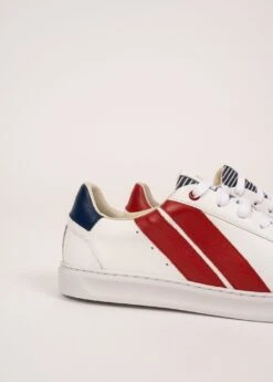 Baskets Homme Asymétriques - SAINT JAMES X Caval (BLANC/ROUGE) -Chic Marin Soldes 1701 BLANC ROUGE 03