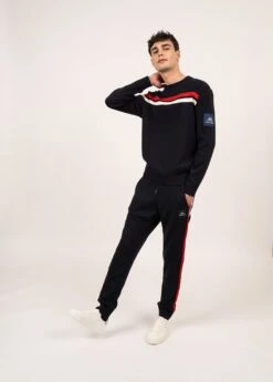 Pull à Rayures Placées En Laine Malherbe - SAINT JAMES X Kappa (NAVY/ECUME/TULIPE)