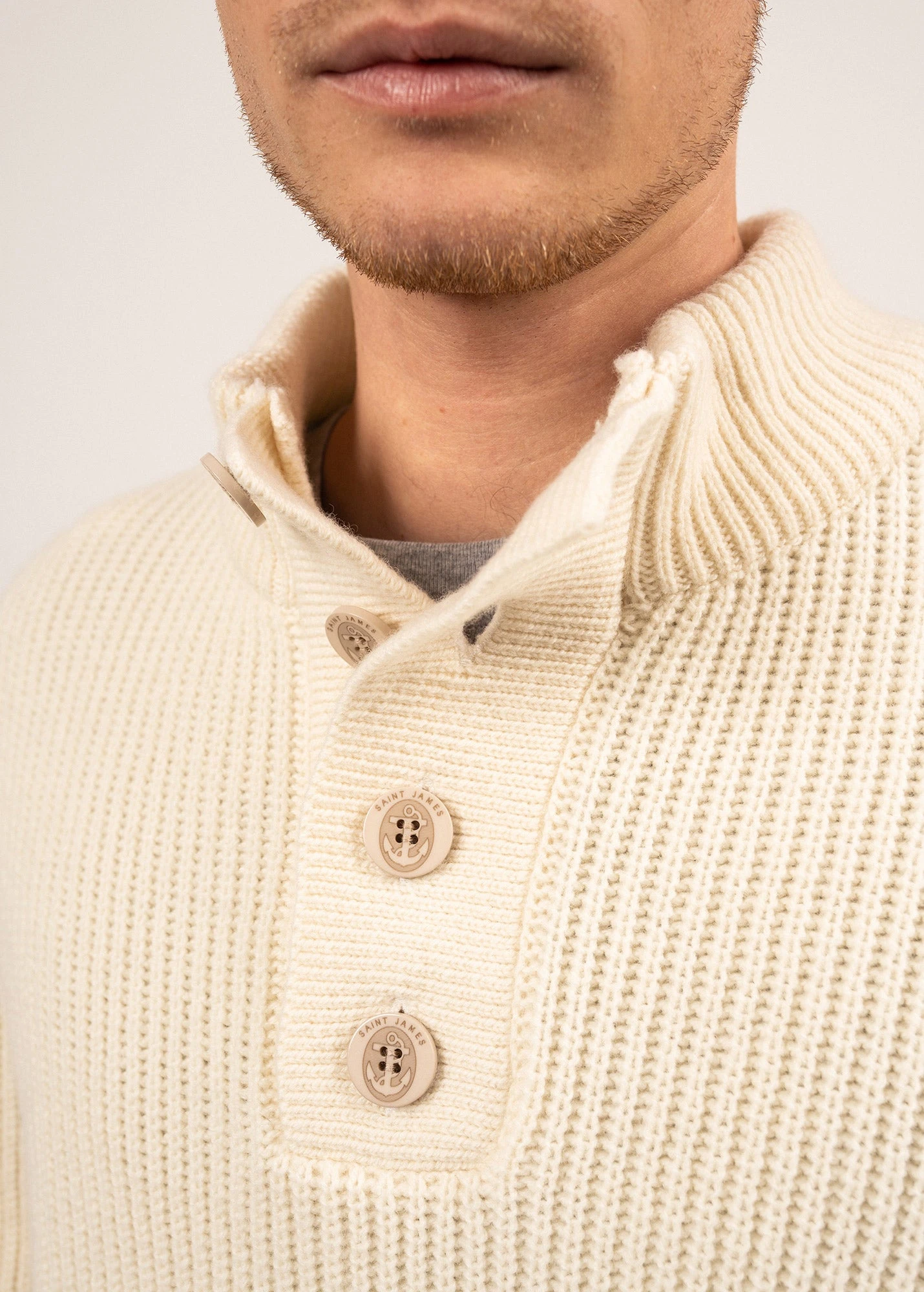 SAINT JAMES Pull à Col Montant Sare - En Laine (ECUME) 7 SAINT JAMES Pull à Col Montant Sare - En Laine (ECUME) - Image 5