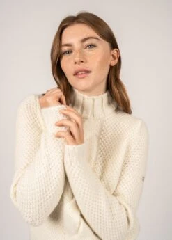 SAINT JAMES Pull En Laine Lescun - à Col Montant Et Détail Torsadé (BLANC D'HIVER) -Chic Marin Soldes 1845 5 BLANC D HIVER E SHop BD 04
