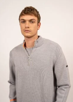 SAINT JAMES Pull à Col Montant Pamiers - En Jersey De Laine (PERLE CHINE/ORANGE FLUO) 10 SAINT JAMES Pull à Col Montant Pamiers - En Jersey De Laine (PERLE CHINE/ORANGE FLUO) -Chic Marin Soldes 1853 PERLE CH ORANGE 04