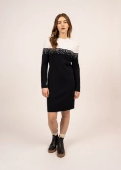 SAINT JAMES Robe Esprit Marin Castillon - En Laine, à Boutonnage épaule (NAVY/BLANC/TULIPE/ROSE FLUO)