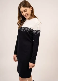 SAINT JAMES Robe Esprit Marin Castillon - En Laine, à Boutonnage épaule (NAVY/BLANC/TULIPE/ROSE FLUO) -Chic Marin Soldes 1867 NA BLA TU RO FLU 03