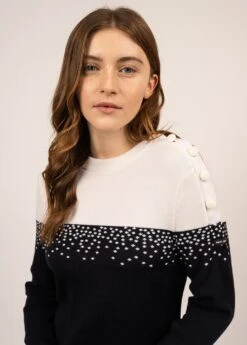 SAINT JAMES Robe Esprit Marin Castillon - En Laine, à Boutonnage épaule (NAVY/BLANC/TULIPE/ROSE FLUO) -Chic Marin Soldes 1867 NA BLA TU RO FLU 04