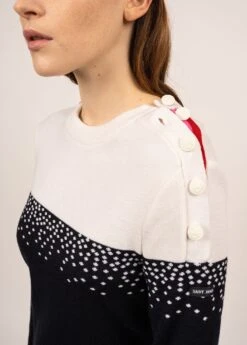 SAINT JAMES Robe Esprit Marin Castillon - En Laine, à Boutonnage épaule (NAVY/BLANC/TULIPE/ROSE FLUO) -Chic Marin Soldes 1867 NA BLA TU RO FLU 05