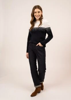 SAINT JAMES Pull Marin Capvern - Bicolore, En Laine (NAVY/BLANC/TULIPE/ROSE FLUO) -Chic Marin Soldes 1868 NAVY BL TUL 03