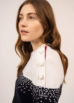 SAINT JAMES Pull Marin Capvern - Bicolore, En Laine (NAVY/BLANC/TULIPE/ROSE FLUO) -Chic Marin Soldes 1868 NAVY BL TUL 04