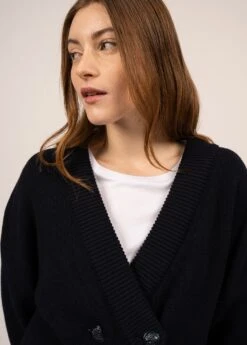 SAINT JAMES Veste Courte En Maille Perlée Andorre - à Manches Bouffantes, En Laine (NAVY) -Chic Marin Soldes 1879 NAVY 04