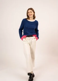 SAINT JAMES Pull Colorblock Hasparren - Esprit Sweat, En Laine (JAVA/ROSE FLUO/BLANC D'HIVER)
