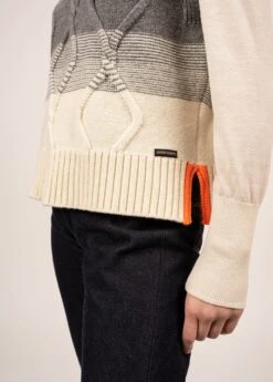 SAINT JAMES Pull En Laine Sans Manche Arudy - En Maille Structurée (ECUME/GRIS/ORANGE FLUO) -Chic Marin Soldes 1901 ECUME GRIS ORANGE FLU 06