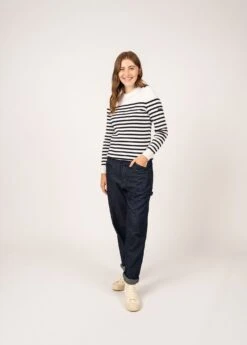 SAINT JAMES Pull Marin Rayé Rochefort - En Laine (ECUME/NAVY) -Chic Marin Soldes 1916 KF ECUME NAVY E shop BD 03