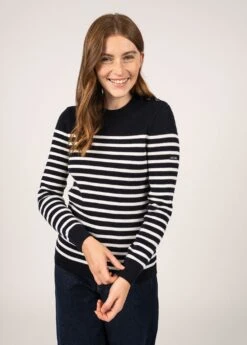 SAINT JAMES Pull Marin Rayé Rochefort - En Laine (NAVY/ECUME)