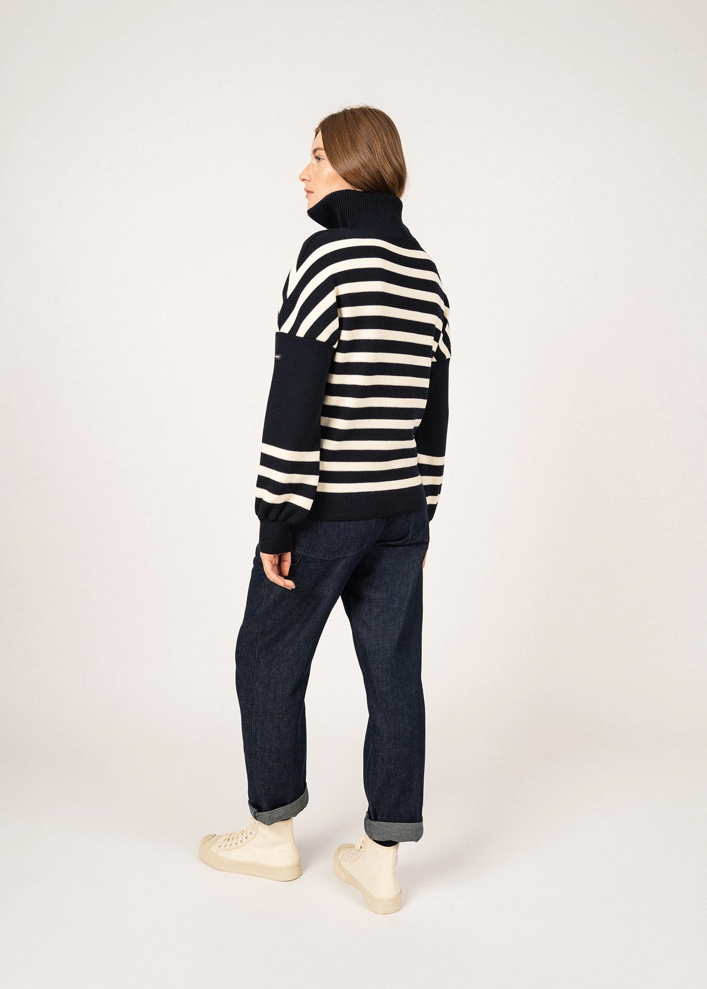 SAINT JAMES Pull Rayé Estaing - à Col Camionneur, En Laine (NAVY/ECUME/TULIPE) 4 SAINT JAMES Pull Rayé Estaing - à Col Camionneur, En Laine (NAVY/ECUME/TULIPE) - Image 2