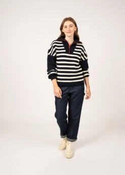 SAINT JAMES Pull Rayé Estaing - à Col Camionneur, En Laine (NAVY/ECUME/TULIPE) 9 SAINT JAMES Pull Rayé Estaing - à Col Camionneur, En Laine (NAVY/ECUME/TULIPE) -Chic Marin Soldes 1938 DS NAV ECU TULIPE E Shop BD 03