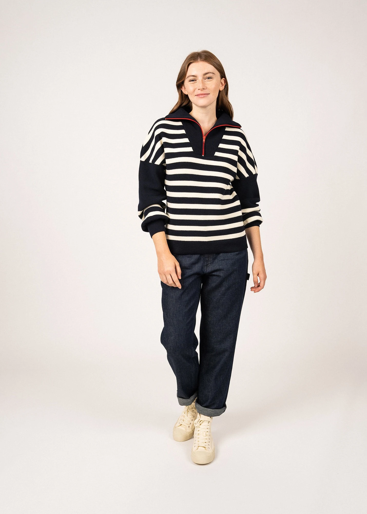 SAINT JAMES Pull Rayé Estaing - à Col Camionneur, En Laine (NAVY/ECUME/TULIPE) 5 SAINT JAMES Pull Rayé Estaing - à Col Camionneur, En Laine (NAVY/ECUME/TULIPE) - Image 3