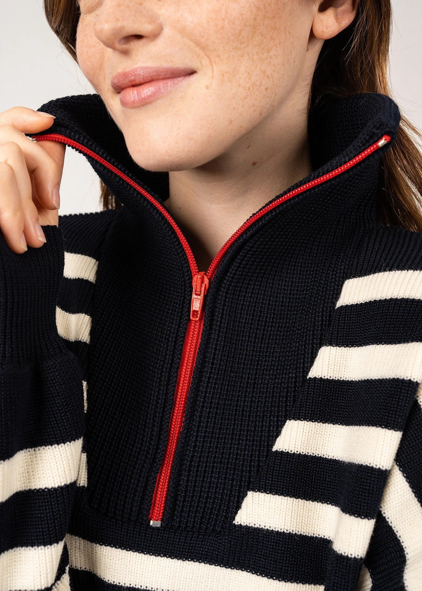 SAINT JAMES Pull Rayé Estaing - à Col Camionneur, En Laine (NAVY/ECUME/TULIPE) 7 SAINT JAMES Pull Rayé Estaing - à Col Camionneur, En Laine (NAVY/ECUME/TULIPE) - Image 5