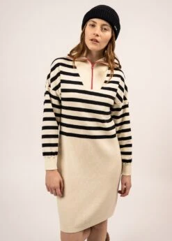 SAINT JAMES Robe En Laine Esparos - à Empiècement Rayé Et Col Camionneur (ECUME/NAVY/ROSE) 9 SAINT JAMES Robe En Laine Esparos - à Empiècement Rayé Et Col Camionneur (ECUME/NAVY/ROSE) -Chic Marin Soldes 1939 ECUME NAVY ROSE 03