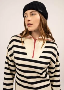 SAINT JAMES Robe En Laine Esparos - à Empiècement Rayé Et Col Camionneur (ECUME/NAVY/ROSE) 10 SAINT JAMES Robe En Laine Esparos - à Empiècement Rayé Et Col Camionneur (ECUME/NAVY/ROSE) -Chic Marin Soldes 1939 ECUME NAVY ROSE 04