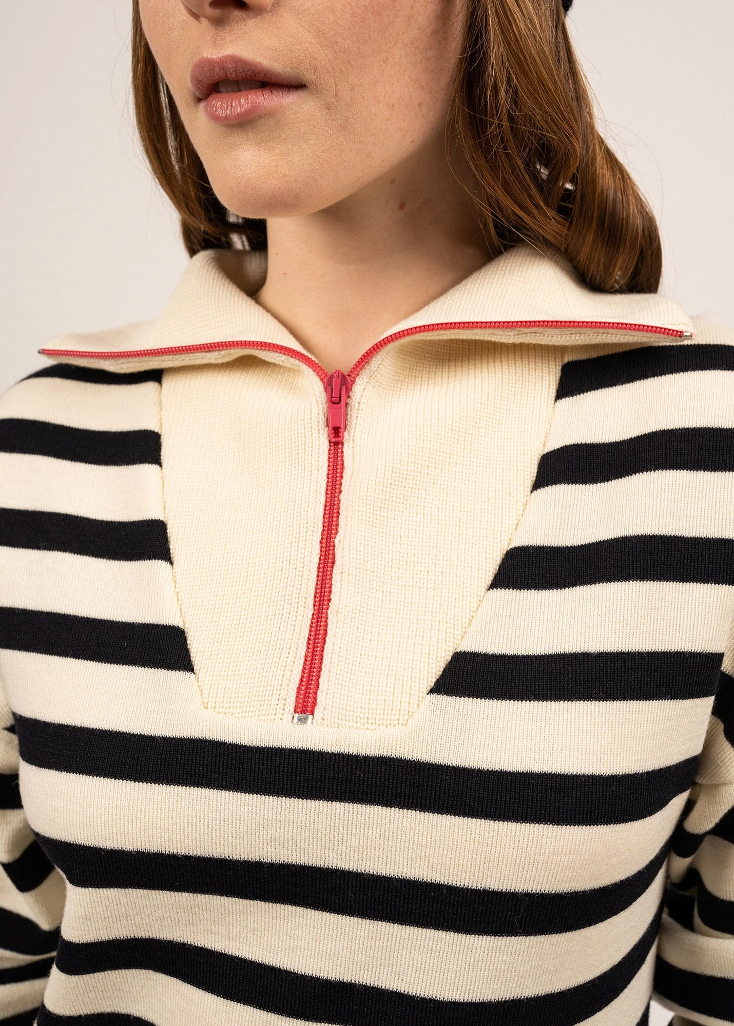 SAINT JAMES Robe En Laine Esparos - à Empiècement Rayé Et Col Camionneur (ECUME/NAVY/ROSE) 7 SAINT JAMES Robe En Laine Esparos - à Empiècement Rayé Et Col Camionneur (ECUME/NAVY/ROSE) - Image 5