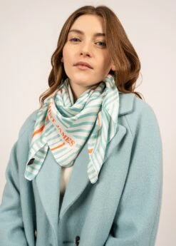 SAINT JAMES Foulard Carré Rayé - Multicolore (ECUME/JADE/ORANGE)