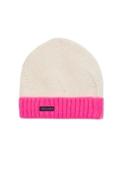 SAINT JAMES Bonnet Bicolore Hauban - En Laine Mohair Mélangée (BLANC D'HIVER/ROSE FLUO) -Chic Marin Soldes 1957 BLA D HIV RO FL 2