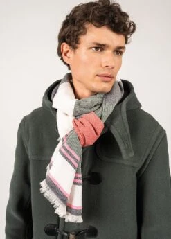 SAINT JAMES Foulard Rayé - En Coton Mélangé (VEGETAL/BLANC D'HIVER)