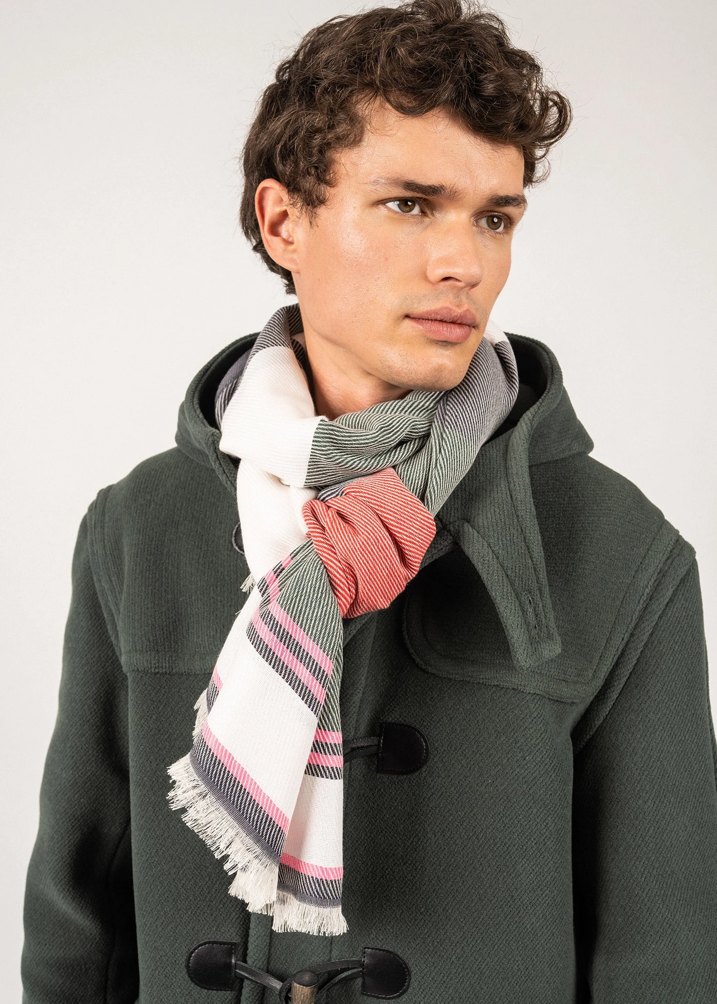 SAINT JAMES Foulard Rayé - En Coton Mélangé (VEGETAL/BLANC D'HIVER) 3 SAINT JAMES Foulard Rayé - En Coton Mélangé (VEGETAL/BLANC D'HIVER)