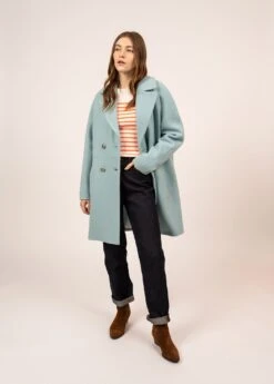 SAINT JAMES Manteau Long Croisé Ste Laurène - En Drap De Laine (JADE)