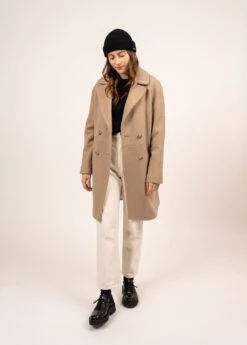 SAINT JAMES Manteau Long Croisé Ste Laurène - En Drap De Laine (NATUREL)