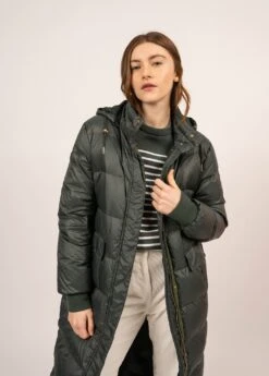 SAINT JAMES Doudoune Longue Ste Florine - à Capuche (VEGETAL) -Chic Marin Soldes 2037 VEGETAL 03