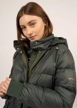 SAINT JAMES Doudoune Longue Ste Florine - à Capuche (VEGETAL) -Chic Marin Soldes 2037 VEGETAL 05