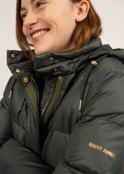 SAINT JAMES Doudoune Longue Ste Florine - à Capuche (VEGETAL) -Chic Marin Soldes 2037 VEGETAL 06