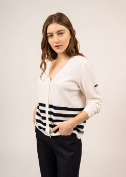 SAINT JAMES Gilet En Cachemire Ontario - à Col V (BLANC D'HIVER)