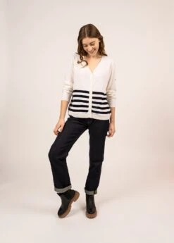 SAINT JAMES Gilet En Cachemire Ontario - à Col V (BLANC D'HIVER) -Chic Marin Soldes 2041 BLANC D HIVER 03