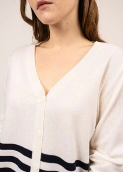 SAINT JAMES Gilet En Cachemire Ontario - à Col V (BLANC D'HIVER) -Chic Marin Soldes 2041 BLANC D HIVER 04