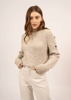 SAINT JAMES Pull à Détails Lurex Victoria - En Laine Mélangée (NATUREL/CHAMPAGNE)