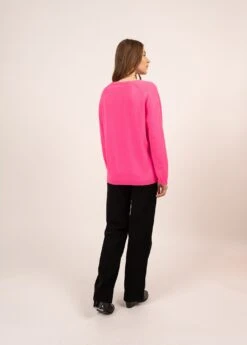 SAINT JAMES Pull à Col V Toronto - En Laine Et Cachemire (ROSE FLUO) -Chic Marin Soldes 2044 ROSE FLUO 02