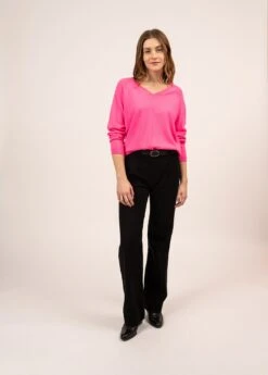 SAINT JAMES Pull à Col V Toronto - En Laine Et Cachemire (ROSE FLUO) -Chic Marin Soldes 2044 ROSE FLUO 03